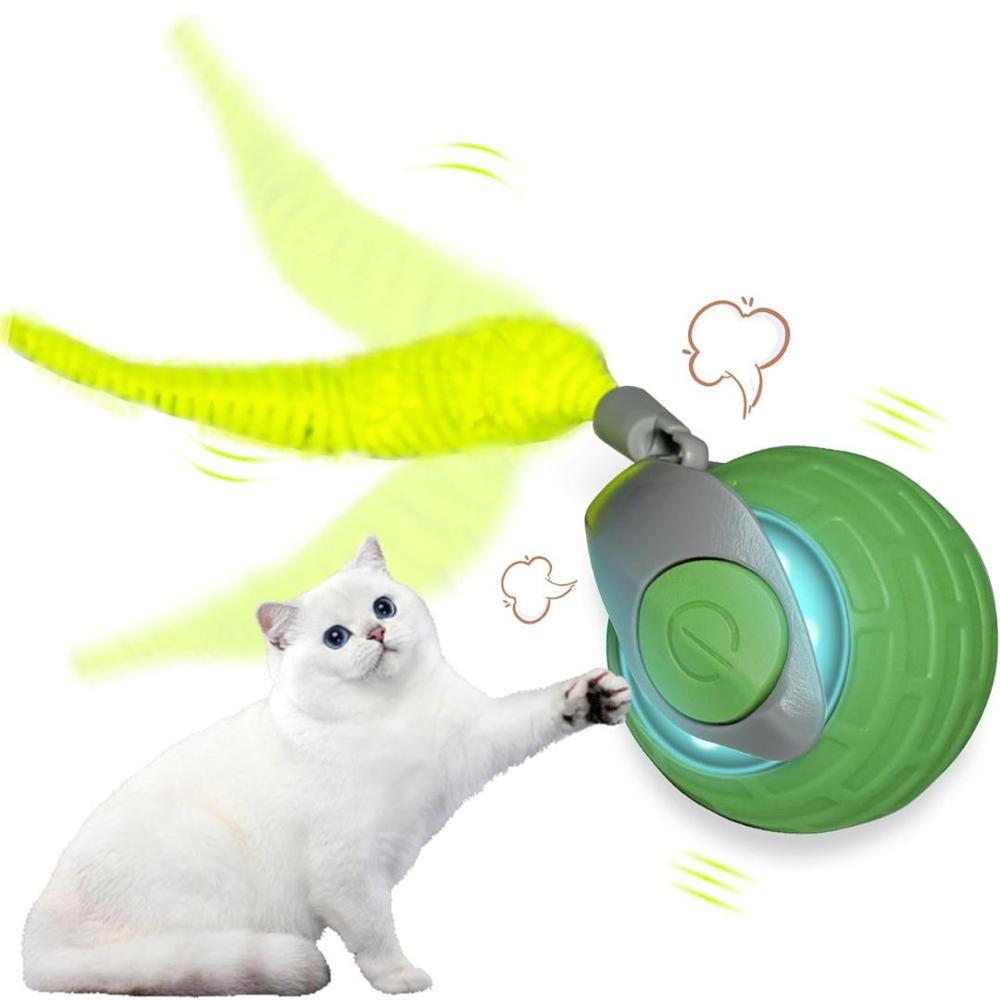 Pelota Inteligente Para Gatos Con Cola, Juguete Interactivo Recargable Azul