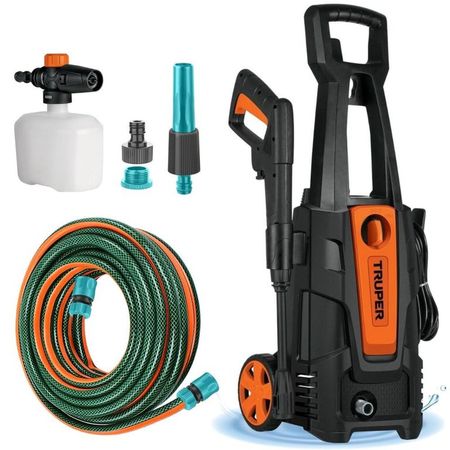 Hidrolavadora ALTA PRESION 1800 PSI + manguera PPPREMIUM 10m TRUPER Negro