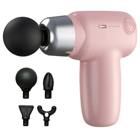 Pistola Masajeadora Para Cuerpo Entero Con 4 Cabezales Rosa