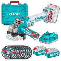 AMOLADORA INALÁMBRICO BRUSHLESS 20V, 2 BATERIAS 4A 10 DISCOS 4-1/2""