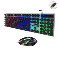 Teclado y Mouse Gamer Negro Alambrico Vintage Iluminado MYT10