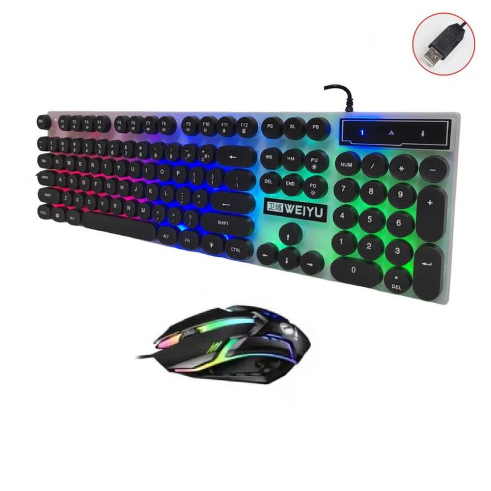 Teclado y Mouse Gamer Negro Alambrico Vintage Iluminado MYT10