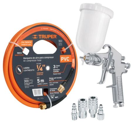 kit Pistola de aire para pintar  profesional manguera 5m conectores