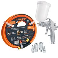 kit Pistola de aire para pintar profesional manguera 15m conectores