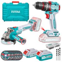 COMBO TALADRO PERCUTOR 66Nm AMOLADORA BRUSHLESS 20V INDUSTRIAL TOTAL