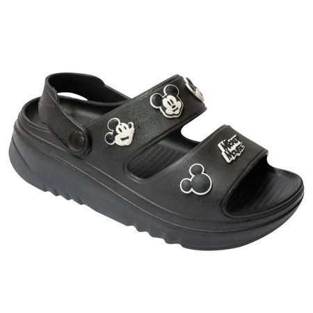 Sandalias Mujer Playera Plataforma Mickey Mouse Negro Talla 36