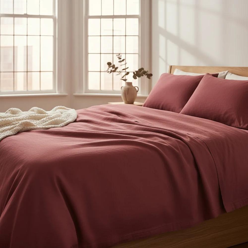 Juego de sabanas  algodón pima interiotex  180 hilos King color Rojo