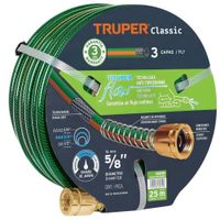 Manguera de riego 5/8"" reforzada 3 capas 20 m conexiones de metal