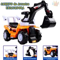 Carrito de Arrastre para niños Excavadora Anaranjado