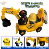 Carrito de Arrastre Excavadora con Casco y Garra Amarillo