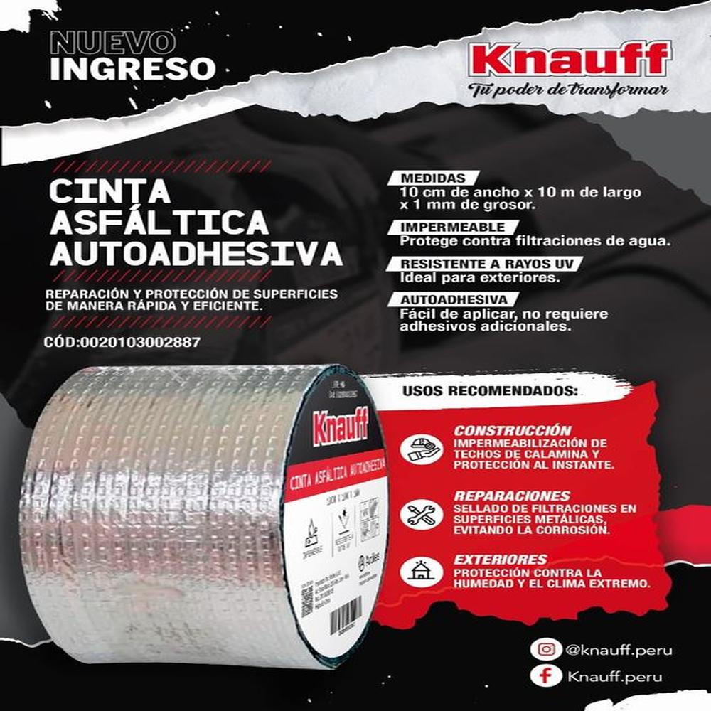 Cinta Asfáltica Autoadhesiva Impermeable y resistente a rayos UV