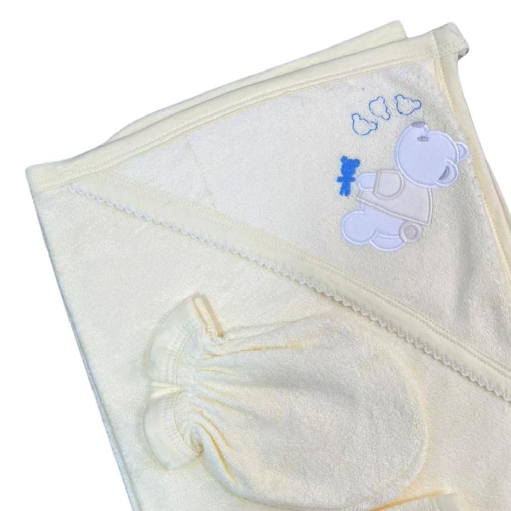 Toalla Con Capucha Con Manopla Y Bebita Para Bebé amarillo