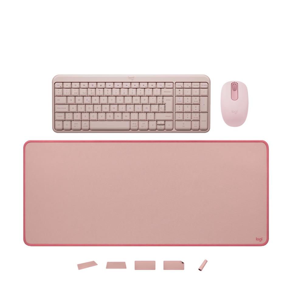 COMBO LOGITEC  TECLADO K250 MOUSE M196 PAD MOUSE ROSADO
