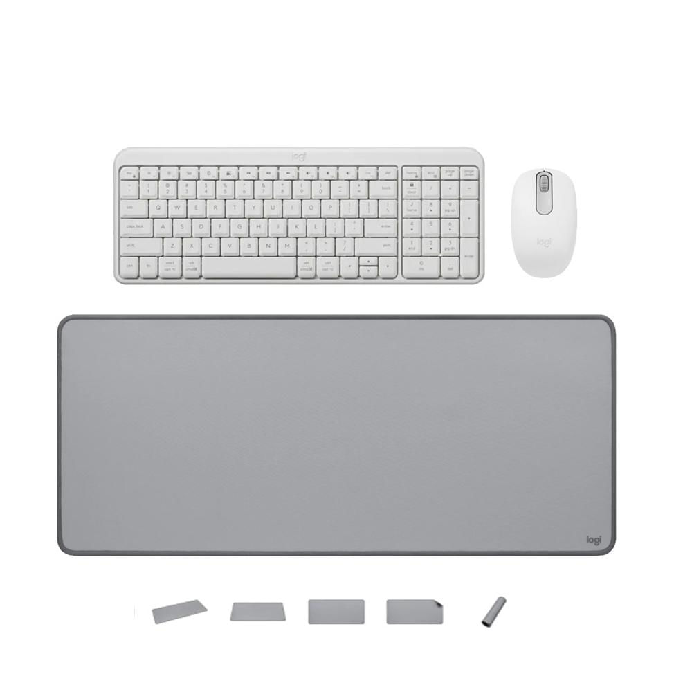 COMBO LOGITEC TECLADO K250 MOUSE M196 BLANCO PAD MOUSE GRIS