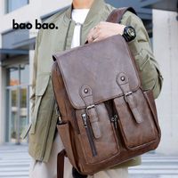 MOCHILA DE CUERO PARA HOMBRE MARRON OSCURO MODA ELEGANTE CASUAL