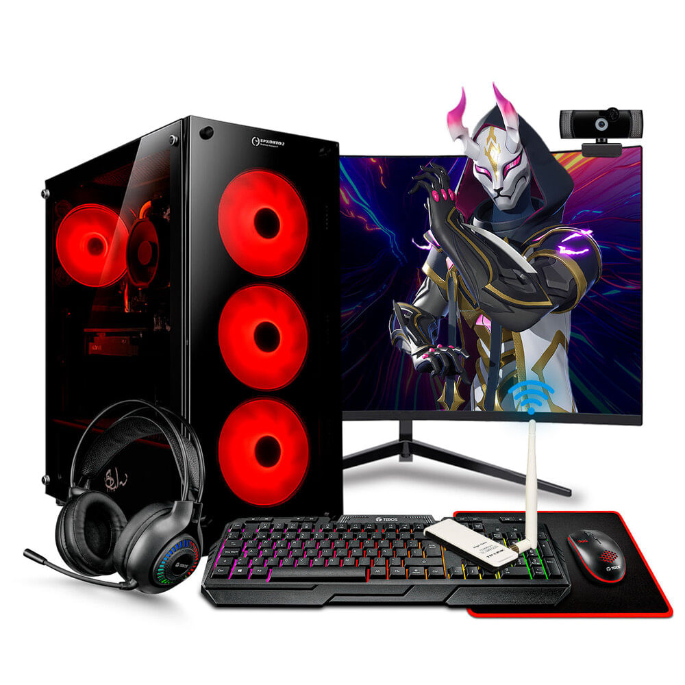 COMPUTADORA GAMER HAKU RED RYZEN 5 3400G 16GB 500GB 24 MI PC LISTA MIPCLISTA