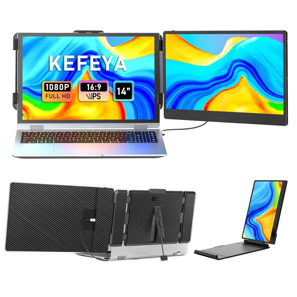 KEFEYA Monitor Portátil 14"" FHD Dual Screen – USB-C/HDMI
