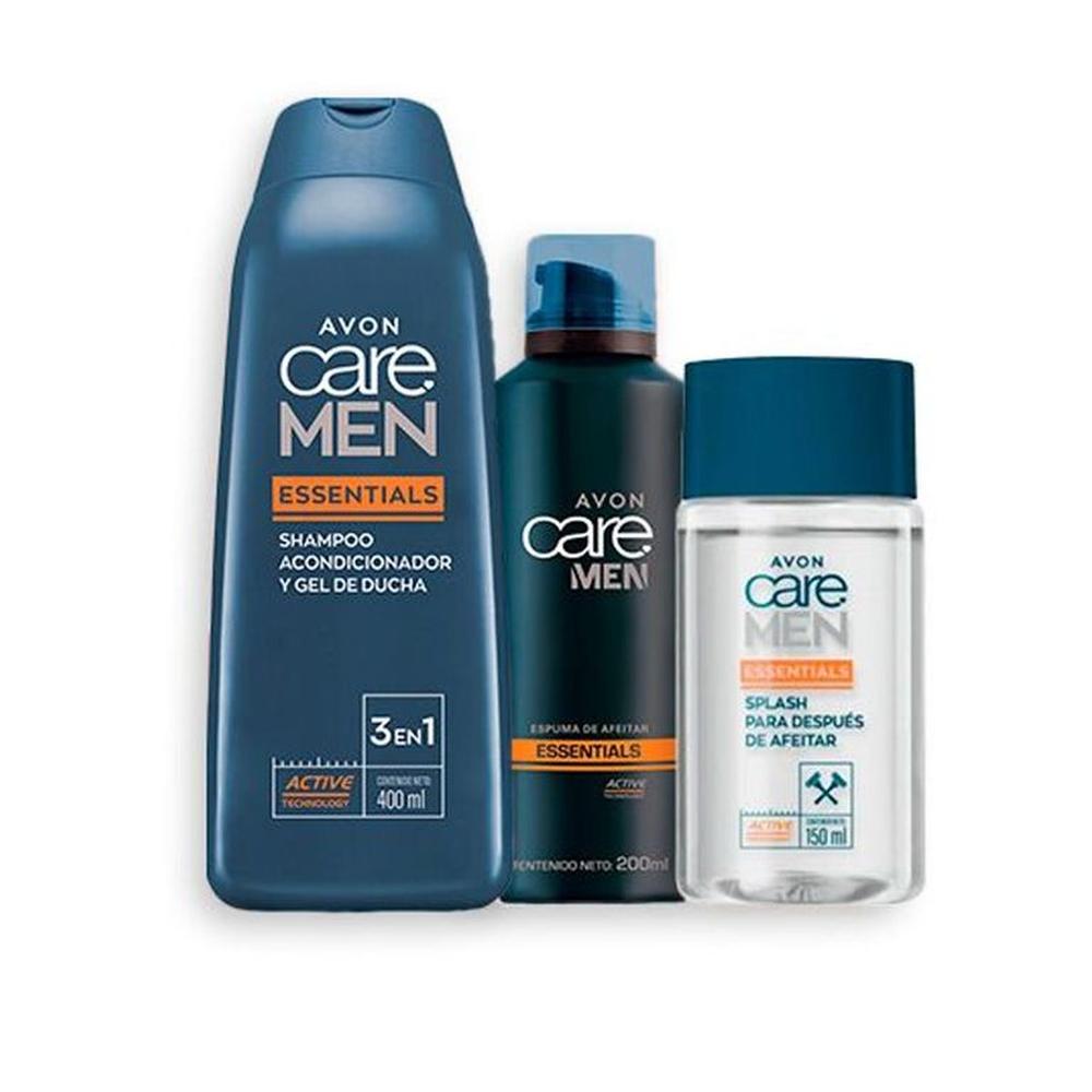 Espuma de Afeitar con Splash Después Afeitar y Shampoo Avon Care Men