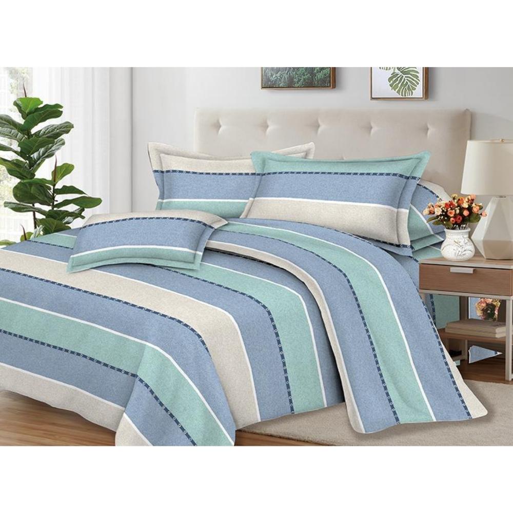 Juego de Sábanas 100% Suave Algodón 2Plazas 4 Piezas 2000 Hilos Rayas Riviera