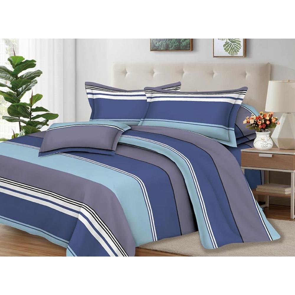 Juego de Sábanas 100% Suave Algodón 2Plazas 4 Piezas 2000 Hilos Azul Atlántico