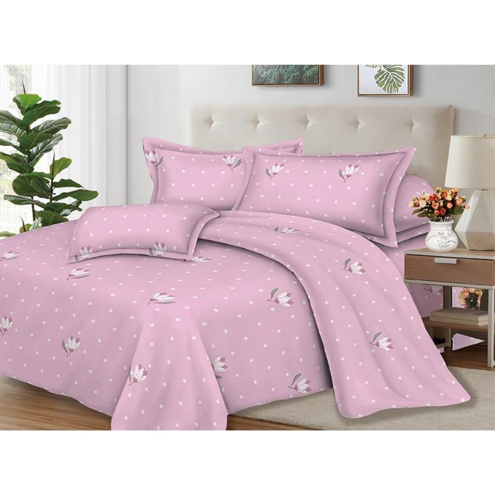 Juego de Sábanas 100% Suave Algodón 2Plazas 4 Piezas 2000 Hilos Rosa Floral