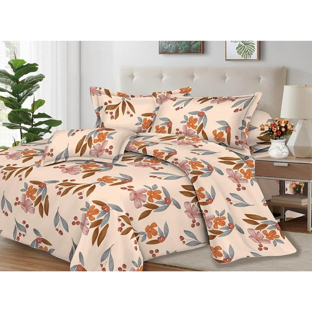 Juego de Sábanas 100% Suave Algodón 2Plazas 4 Piezas 2000 Hilos Floral Terracota