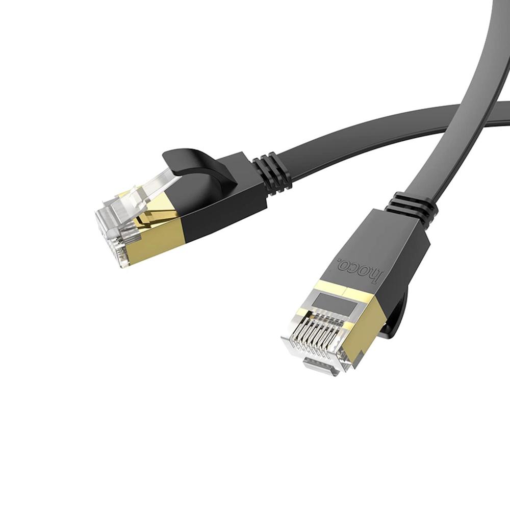 Cable De Red Hoco Cat6 Plano Cobre Puro RJ45 10m Negro