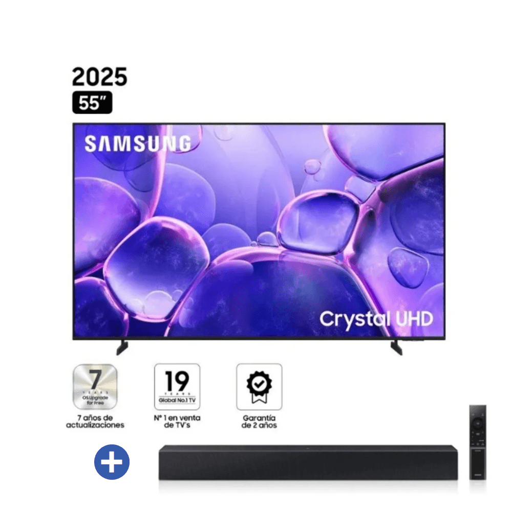 Televisor Samsung 55 Smart Crystal UHD 4K 55U8000FG 2025 Con SoundBar HW-B400F
