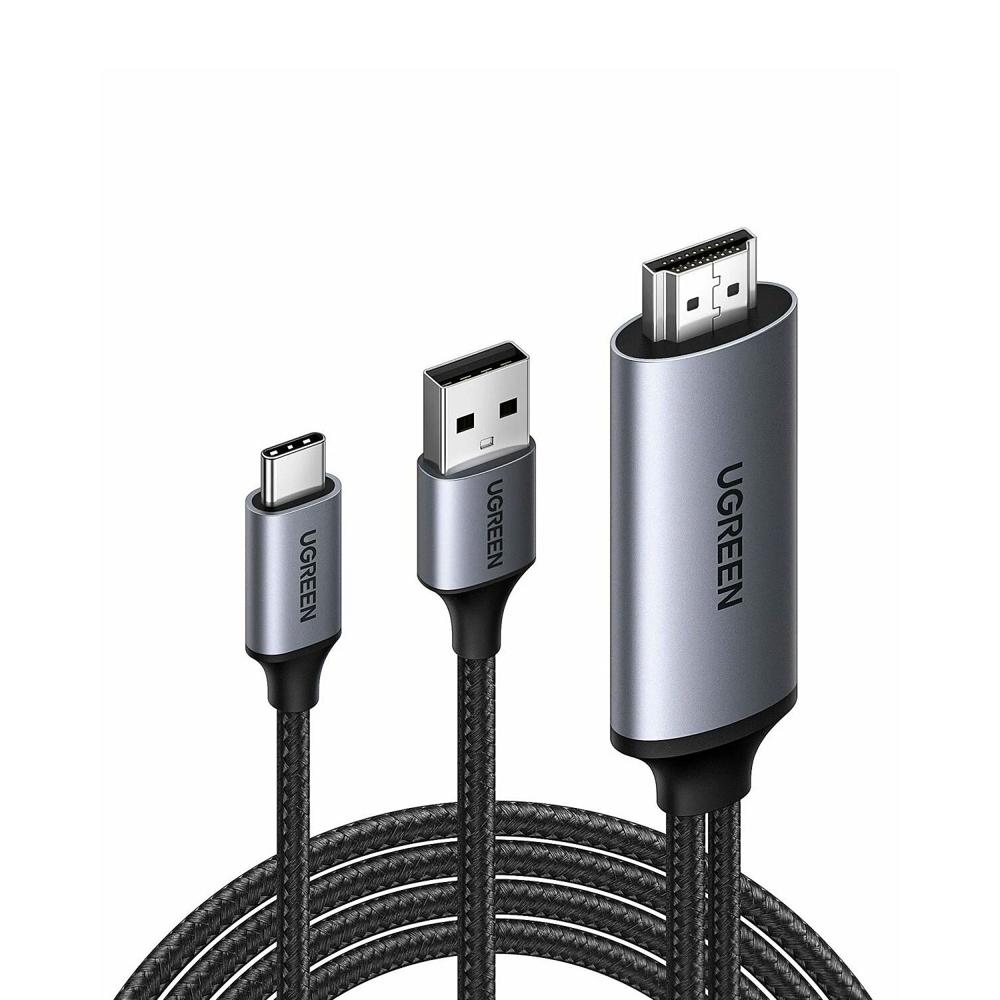 Cable Adaptador Ugreen HDMI a USB-C 2m Con USB Carga CM773-35984A Negro
