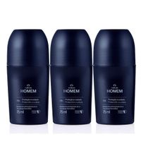 KIT x3 Desodorante roll-on Invisible para Hombre HOMEM Natura