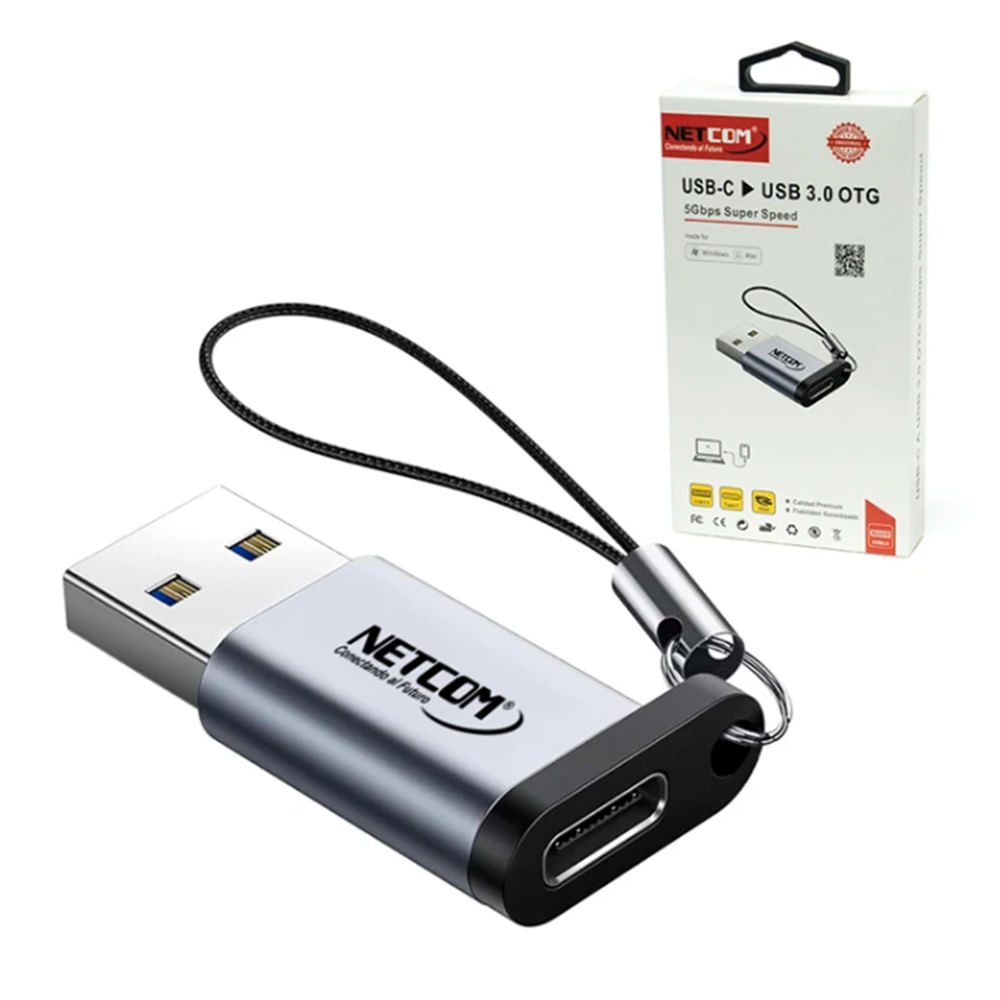 ADAPTADOR OTG USB 3.0 MACHO A USB 3.1 TIPO C HEMBRA NETCOM PE-AP0041