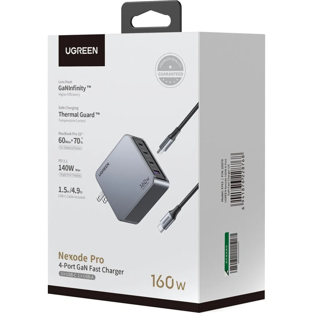 Cargador rápido Nexode Pro de 160 W con 4 puertos GaN para iPhone