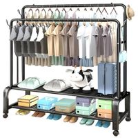 Estante Colgador Organizador Ropa Perchero 68kg Con Ruedas Negro