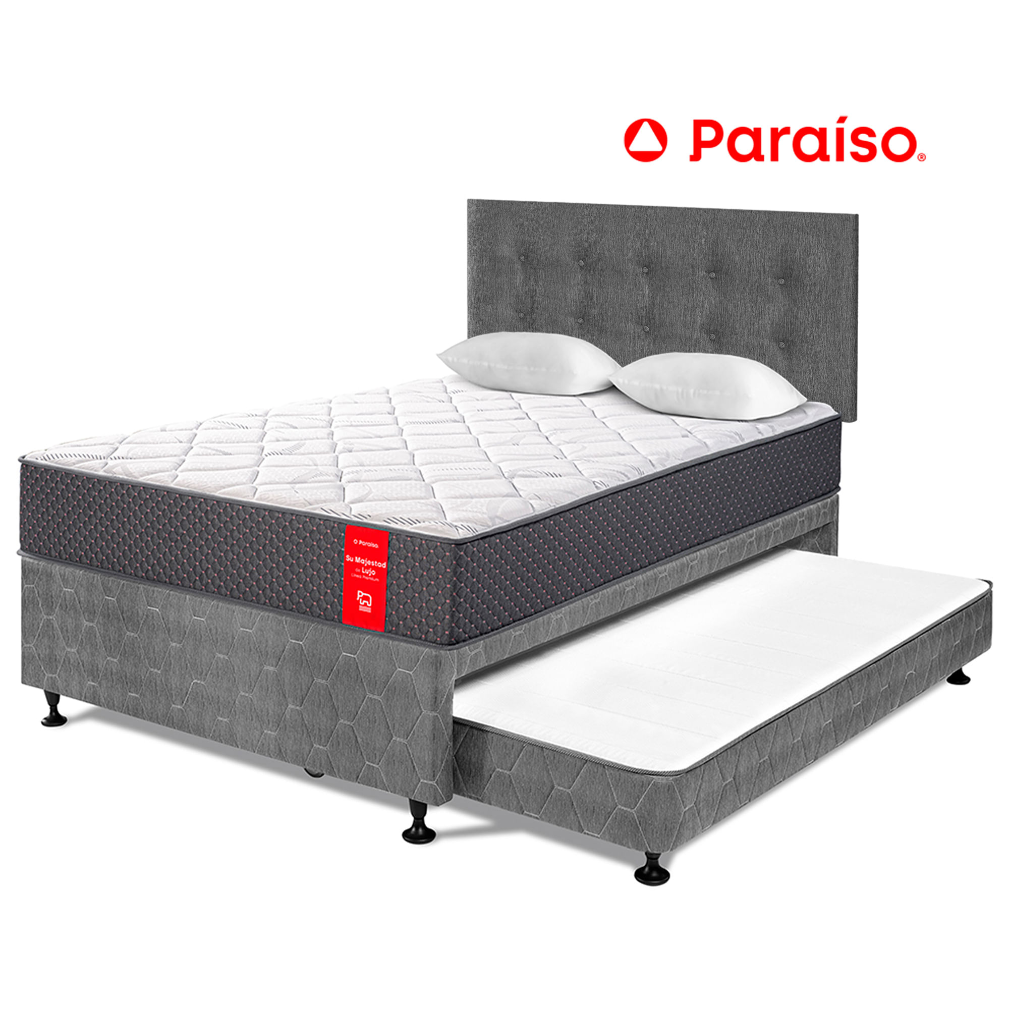 Dormitorio Diván PARAISO Su Majestad De Lujo 2 Plazas Charcoal