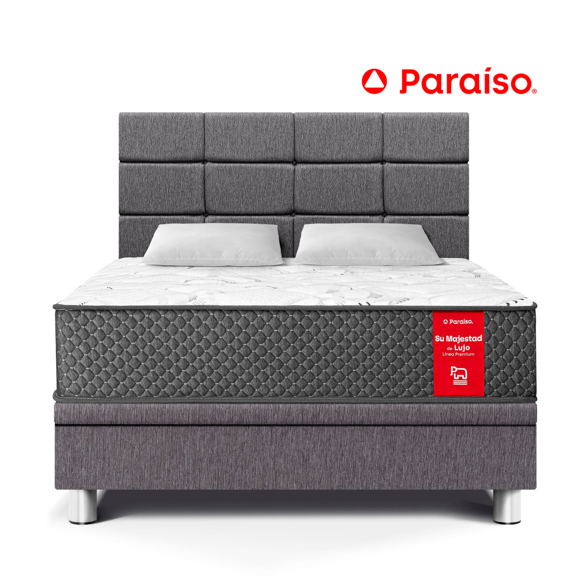 Dormitorio Boxet PARAISO Blocks Su Majestad 2 Plazas Gris