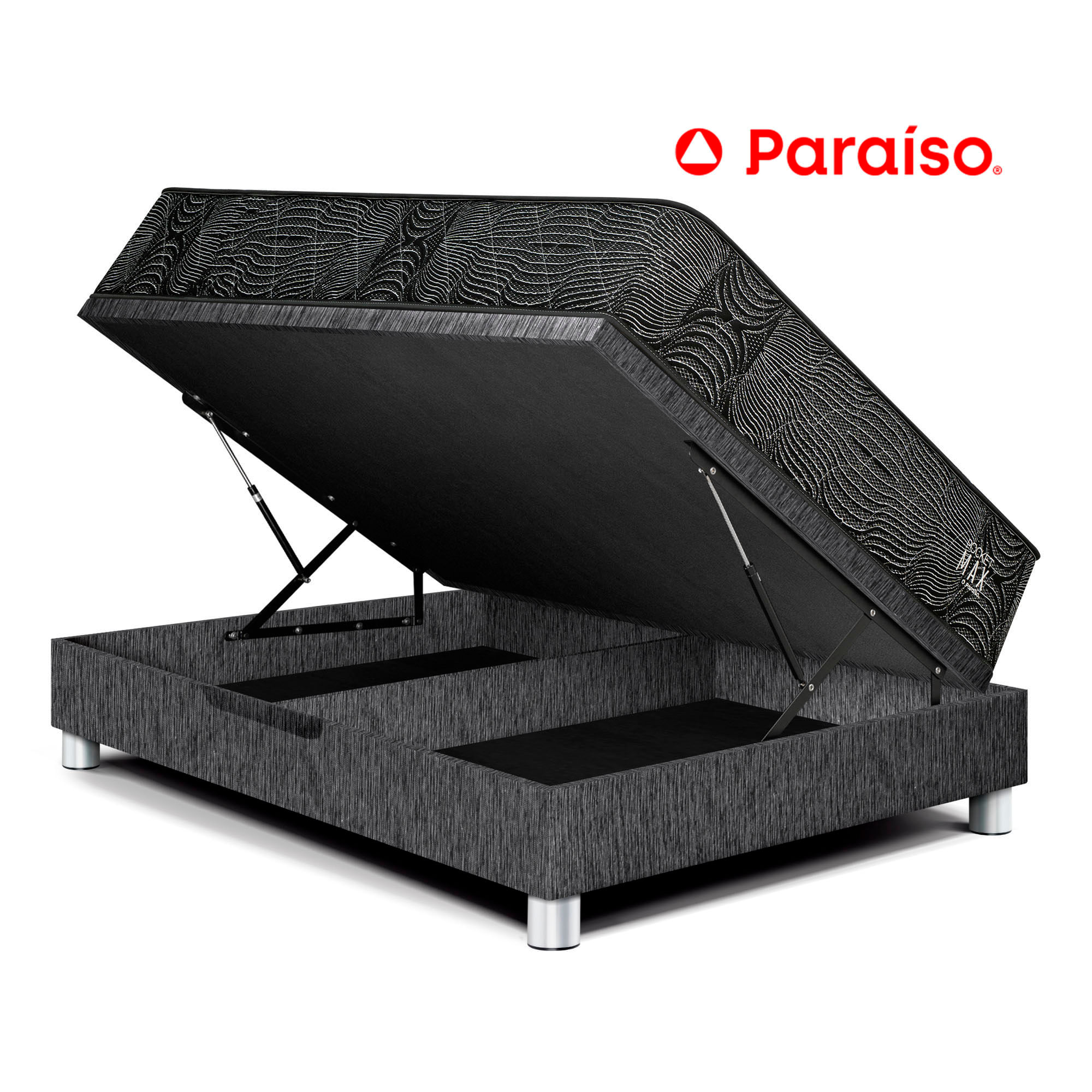 Cama Boxet PARAISO Pocket Max Black 2 Plazas Charcoal