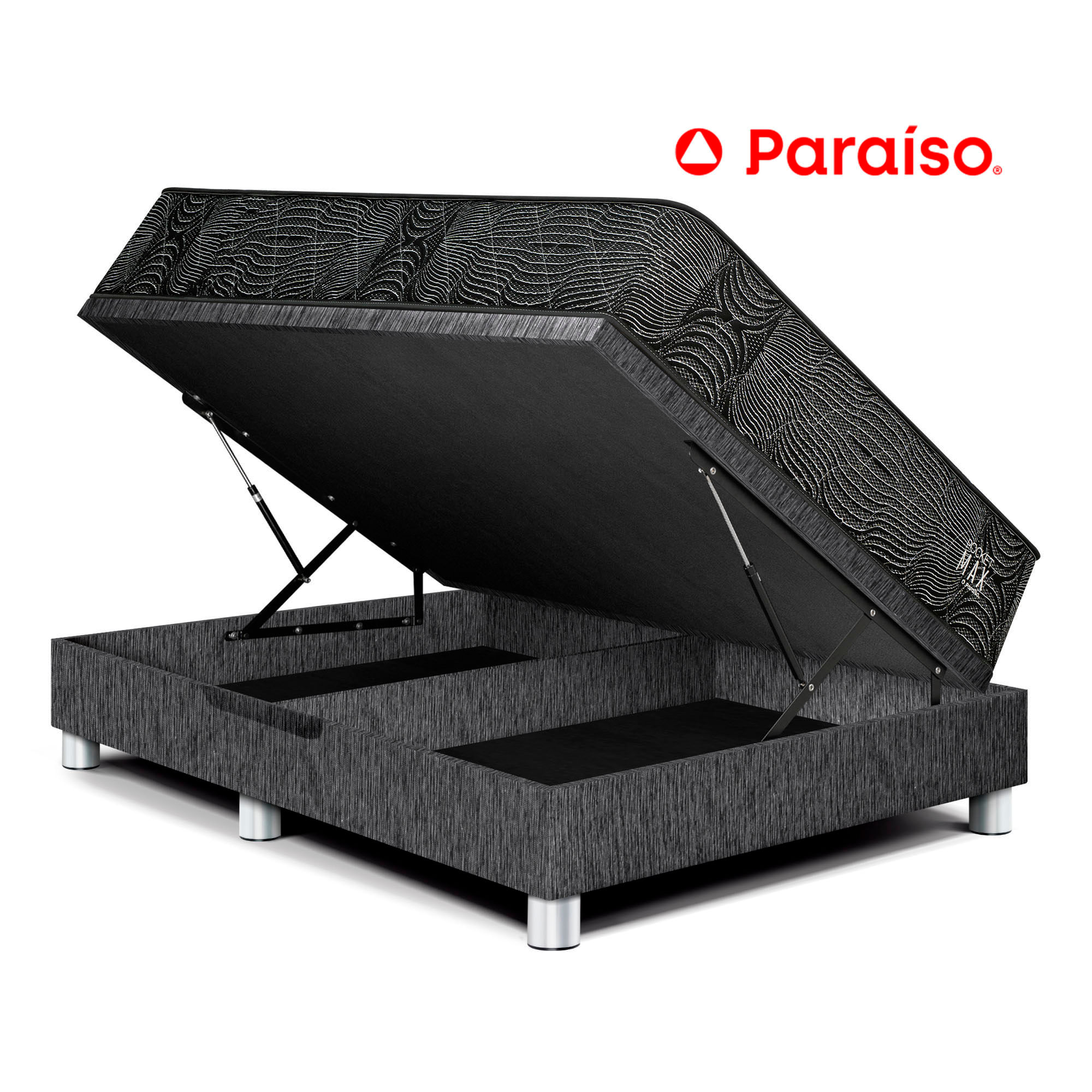 Cama Boxet PARAISO Pocket Max Black Queen Charcoal