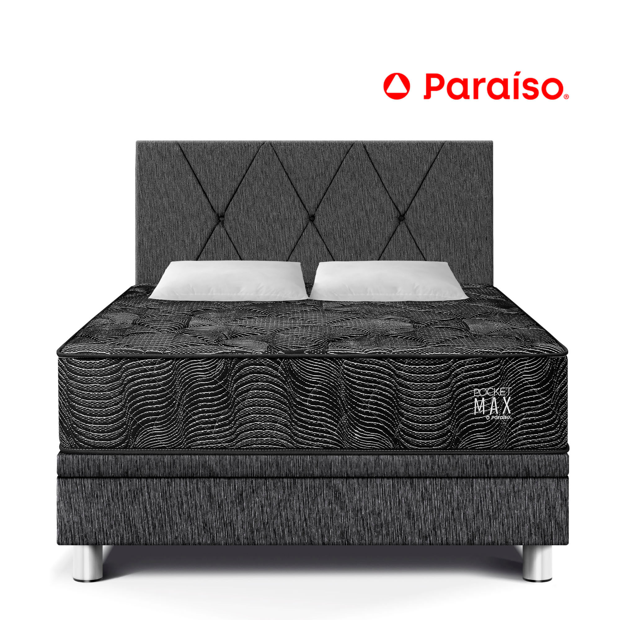 Dormitorio Boxet PARAISO Pocket Max Black 2 Plazas Charcoal