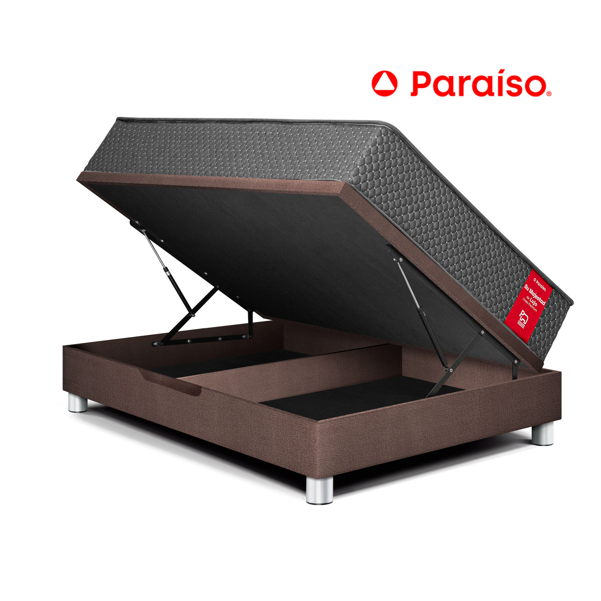 Cama Boxet PARAISO Su Majestad 1.5 Plazas Chocolate