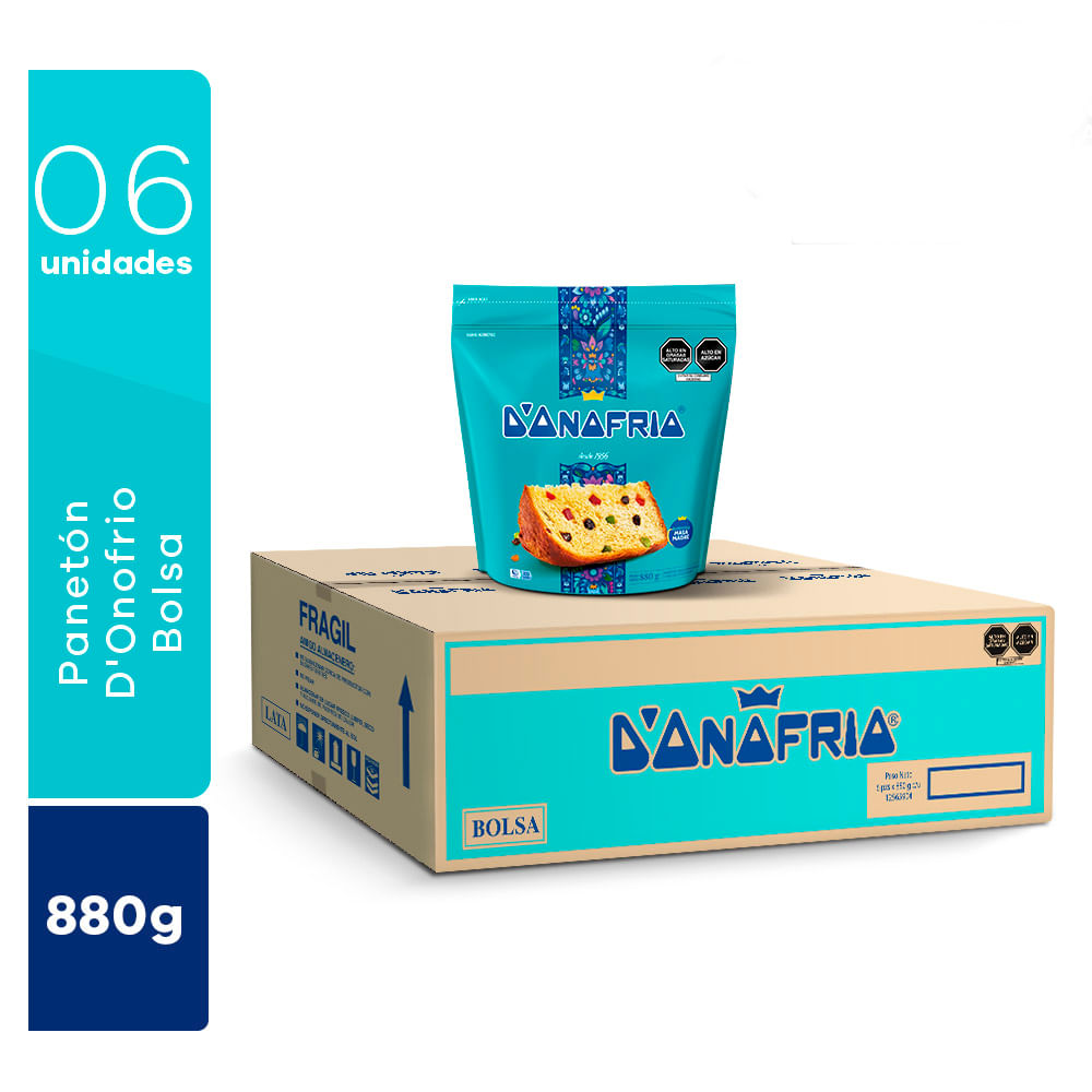 Panetón D'ONOFRIO Bolsa 880g Paquete 6un
