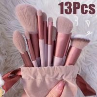 Juego de Pinceles 13 Piezas Maquillaje + Estuche Cosmético Genieka