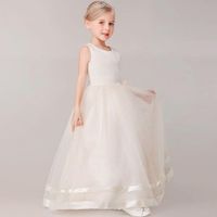 Vestido Niña Blanco Little Girl White Largo Bautizo Cumpleaños Genieka