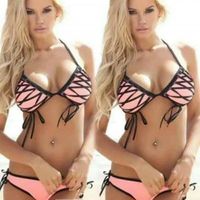 Traje de Baño Bikini Rose con Lazos Ropa de Moda Playa Genieka