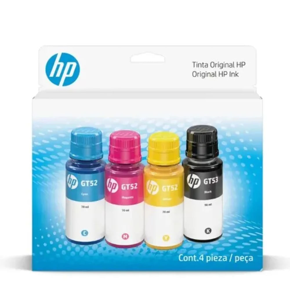 PACK DE 4 BOTELLAS DE TINTA HP GT53 / GT52 COMBO