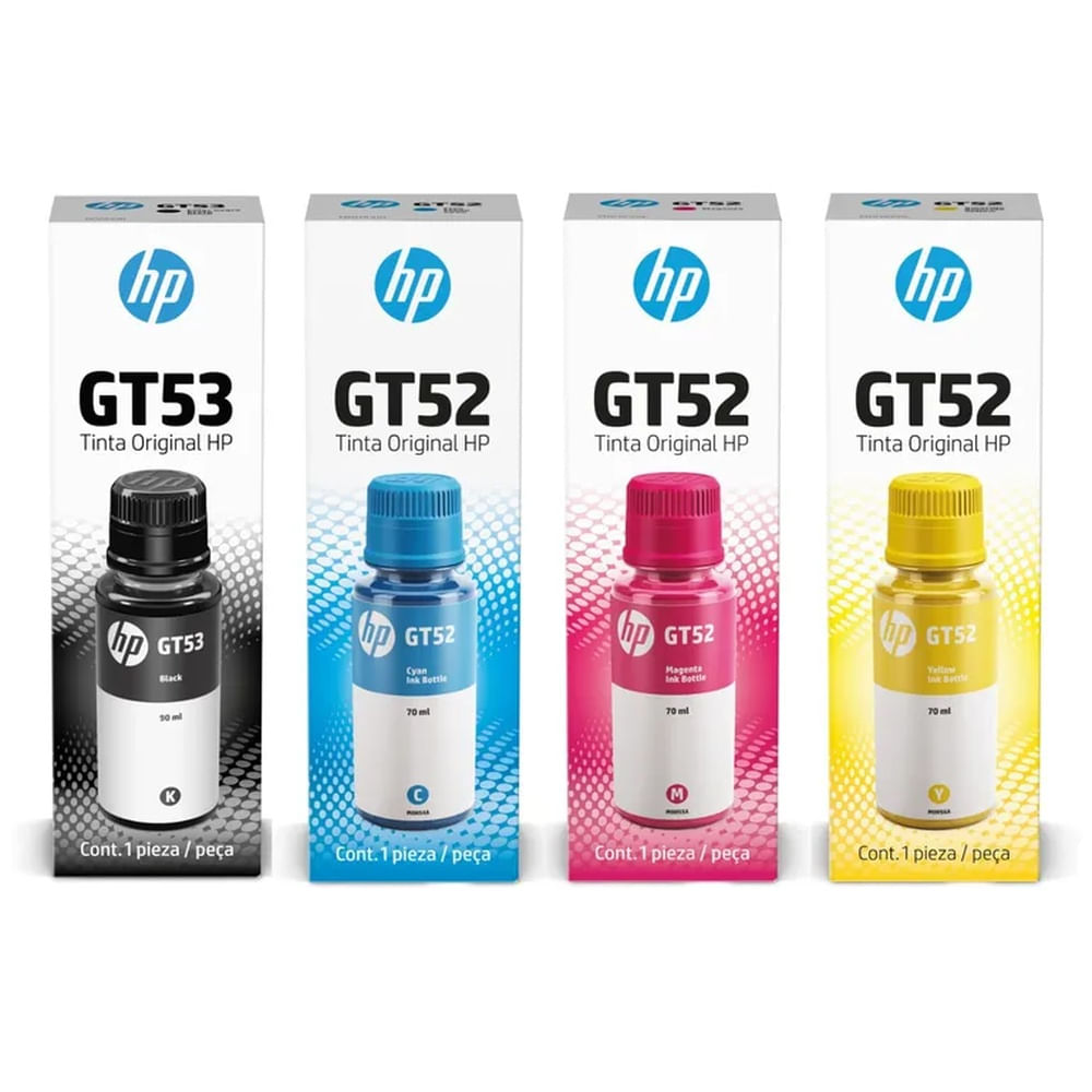 KIT DE 4 TINTAS HP GT52 Y GT53 COLORES