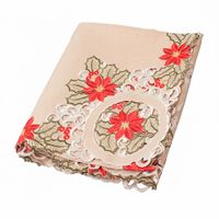 MANTEL PARA 8 SILLAS REDONDO BEIGE DE POINSETTIAS
