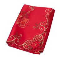 MANTEL PARA 8 SILLAS RECTANGULAR ROJO DISEÑO VELAS Y CAMPANA
