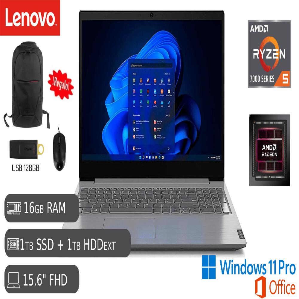 Laptop Nueva Lenovo V15 G4 Ryzen 5 16GB RAM 1TB SSD 1TB HD EXTERNO MOUSE MOCHILA USB 128GB
