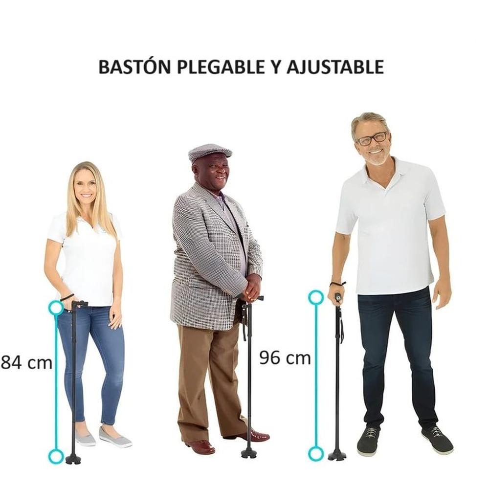 Bastón Plegable Magic Cane +Luz Soporte Adulto Mayor 5 Niveles Genieka