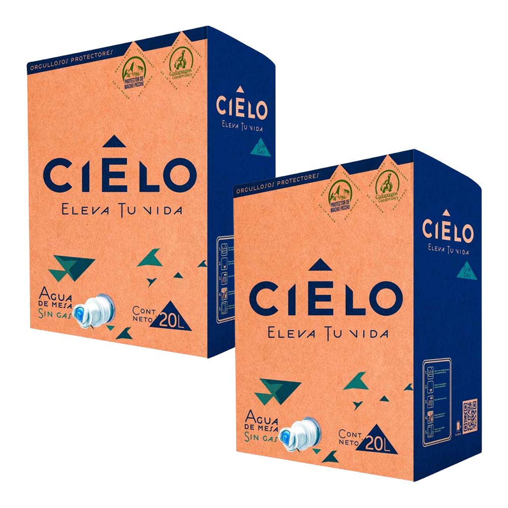 Pack Agua de Mesa CIELO sin Gas Caja 20L x 2un